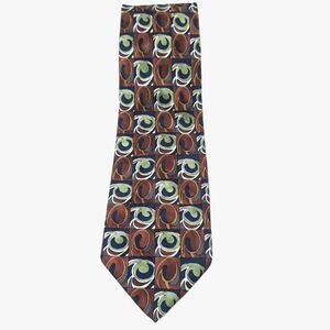 Britches Abstract Silk Men's Tie Georgetown Geometric Pattern Blue Olive Green